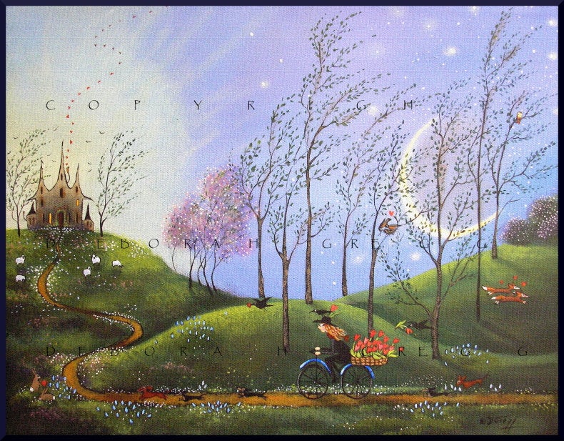 "I Must Have Flowers," A Spring Flowers Fox Hearts PRINT by Deborah Gregg