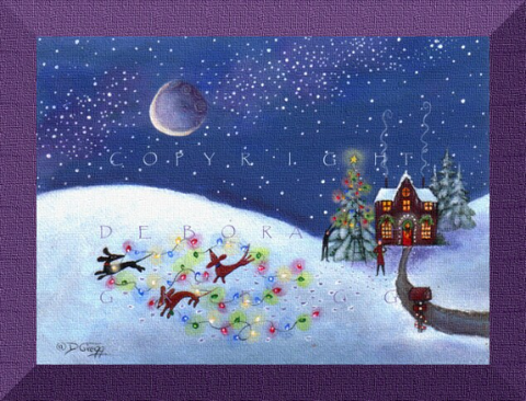 "Dachshunds Have Christmas Spirit" A Small Dachshund Art Christmas PRINT by Deborah Gregg