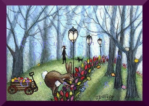 "Easter Morning In the Park," A Tiny Rabbit Easter Egg PRINT by Deborah Gregg