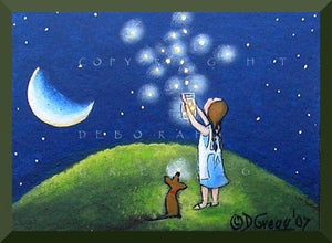 "Freedom For Fireflies," a Tiny Aceo Firefly PRINT by Deborah Gregg