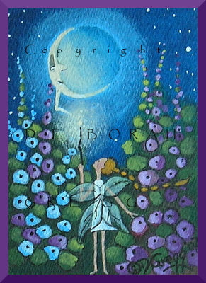 "Moon Power," a Tine ACEO Fairy Garden PRINT by Deborah Gregg