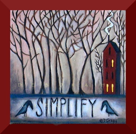 "Simplify," a Tiny Primitive Crow PRINT By Deborah Gregg