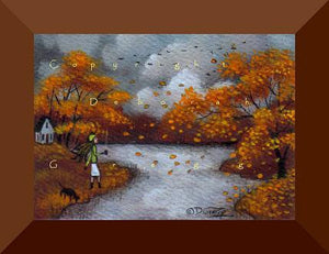 "October Skies," a tiny aceo Autumn PRINT by Deborah Gregg