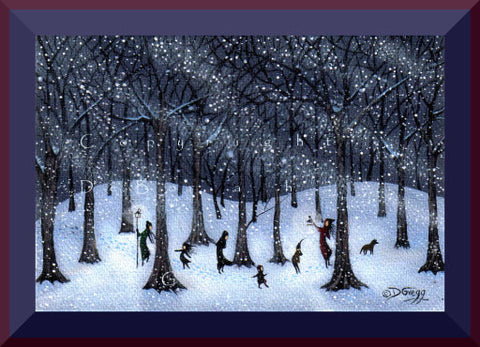 "Just Stay Together," a tiny Winter Snow Storm Woods Print by Deborah Gregg