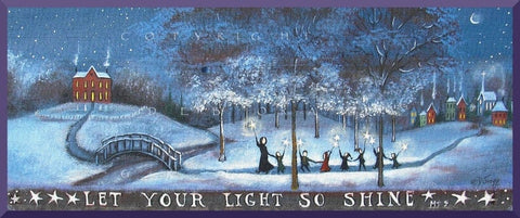 "Let Your Light So Shine," a small Winter Snow Sign PRINT by Deborah Gregg