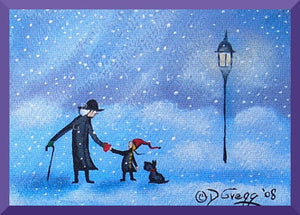 "A Valentine For You," a tiny Valentine Love Dog Snow Storm Print by Deborah Gregg