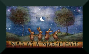"Mad As A March Hare," a Tiny Rabbit March Moon PRINT by Deborah Gregg