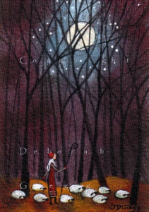 "Till The End Of The Earth," an ACEO sized Tiny Sheep Moon Shepherdess Print by Deborah Gregg