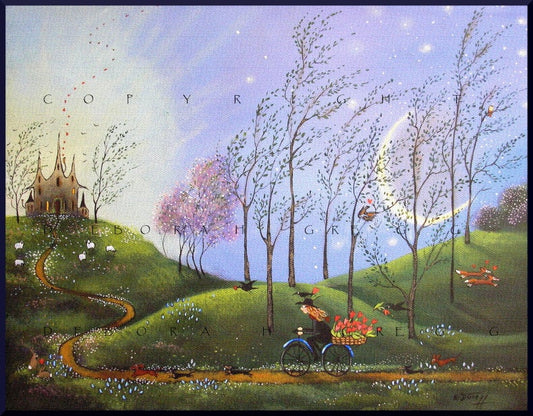 "I Must Have Flowers," A Spring Flowers Fox Hearts PRINT by Deborah Gregg