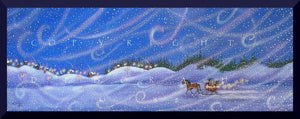 "May The Warm Lights Of Winter Guide Your Heart Home," a small winter solstice Snow Folk Art Sleigh PRINT by Deborah Gregg