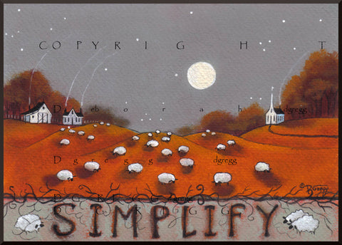 "SIMPLIFY," a Small Sheep Country Autumn Fall Trees PRINT by Deborah Gregg