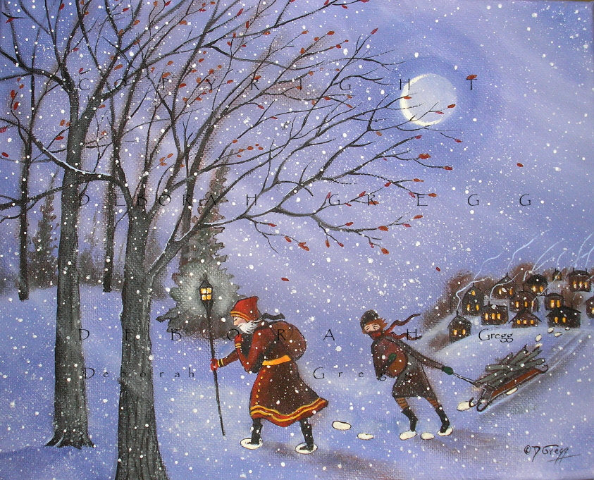 "Shall Yourselves Find Blessing," a Snowy Winter Christmas PRINT by Deborah Gregg