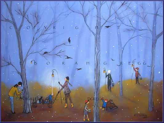 "Maple Syrup Season Begins," a Fog Maple Grove Sugaring PRINT by Deborah Gregg