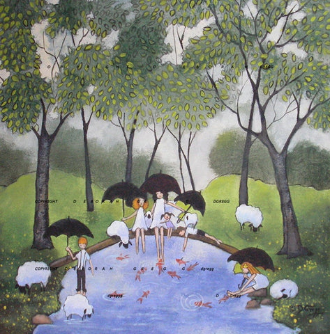 "The Forest Floor On A Rainy Day," a Small Summer Rain Sheep PRINT by Deborah Gregg