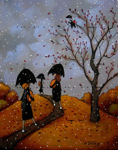 "Winter Had No Business Showing Up That Day," a small Autumn Pumpkins PRINT by Deborah Gregg