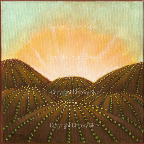 "The Wait," a farmland growing patience sunrise PRINT by Deborah Gregg
